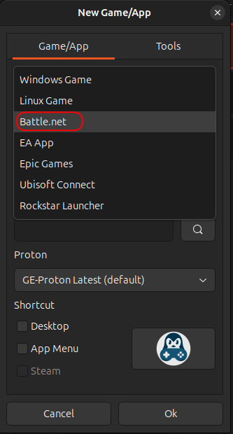 Faugus Drop menu Select